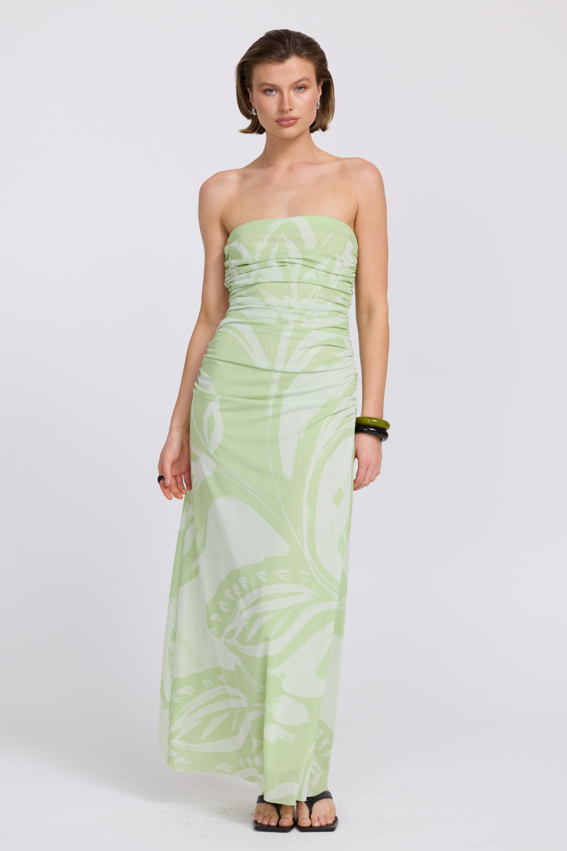 FLORA STRAPLESS DRESS - ALOE