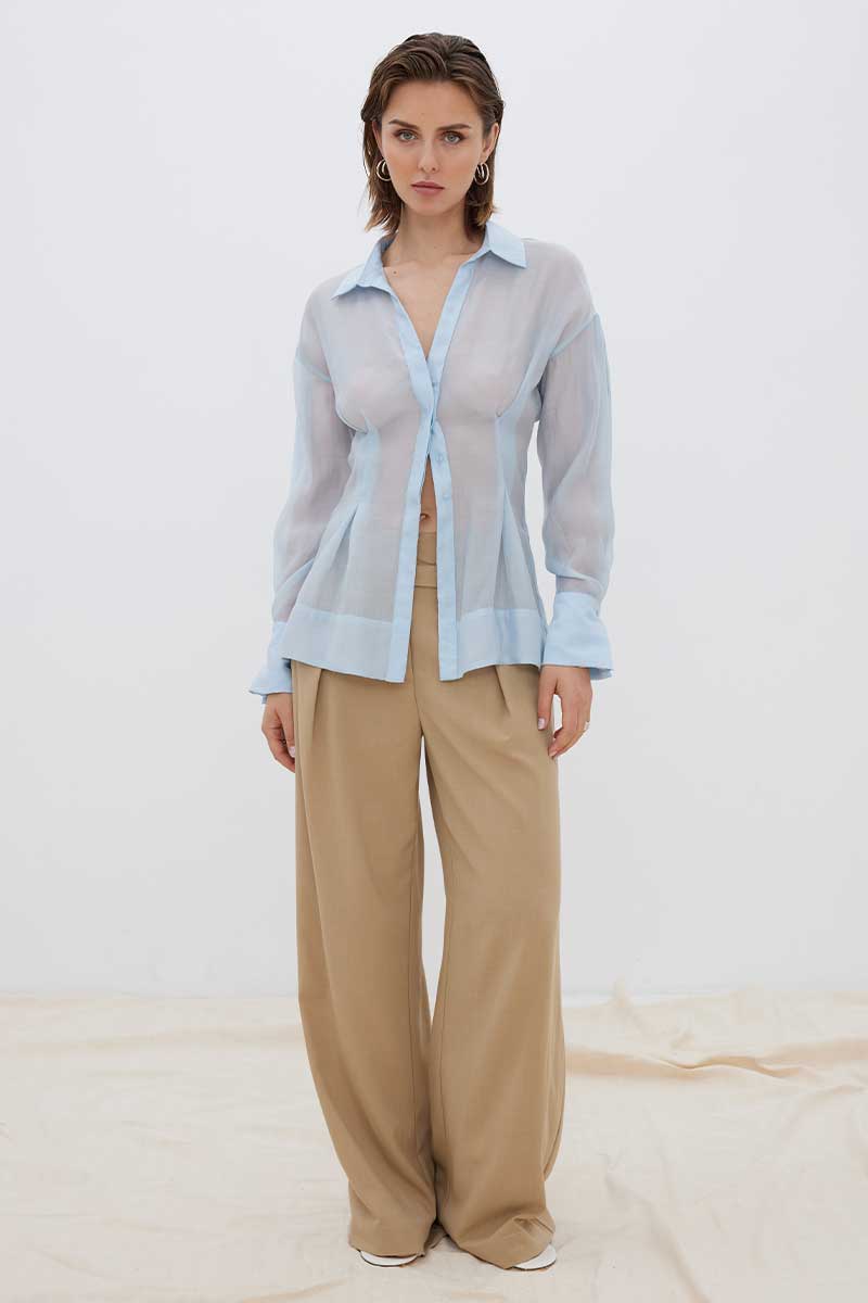 ENIGMA SEMI SHEER SHIRT - DAWN BLUE