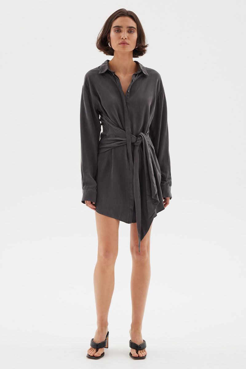 ISLA SHIRT DRESS - GRAPHITE