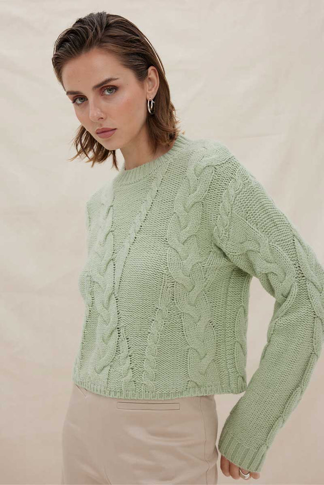 
                      
                        LINKED CABLE SWEATER - ARTICHOKE
                      
                    