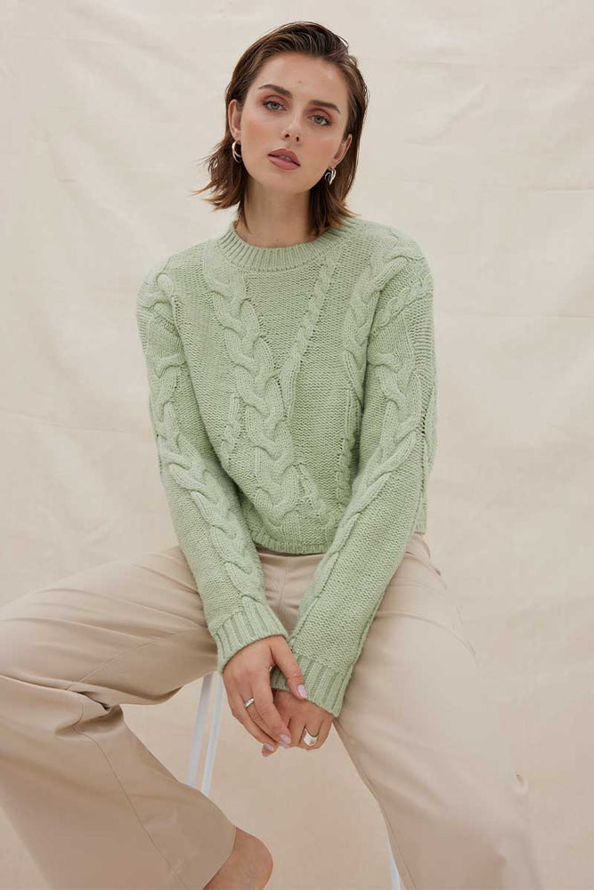 
                      
                        LINKED CABLE SWEATER - ARTICHOKE
                      
                    