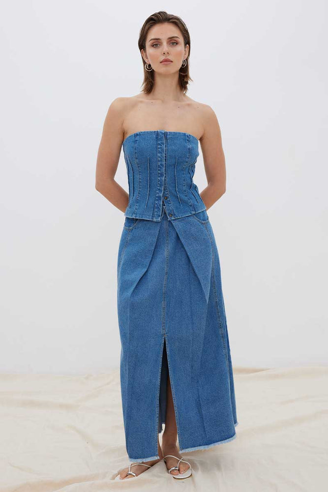 
                      
                        OVERTURN DENIM BUSTIER - INDIGO
                      
                    