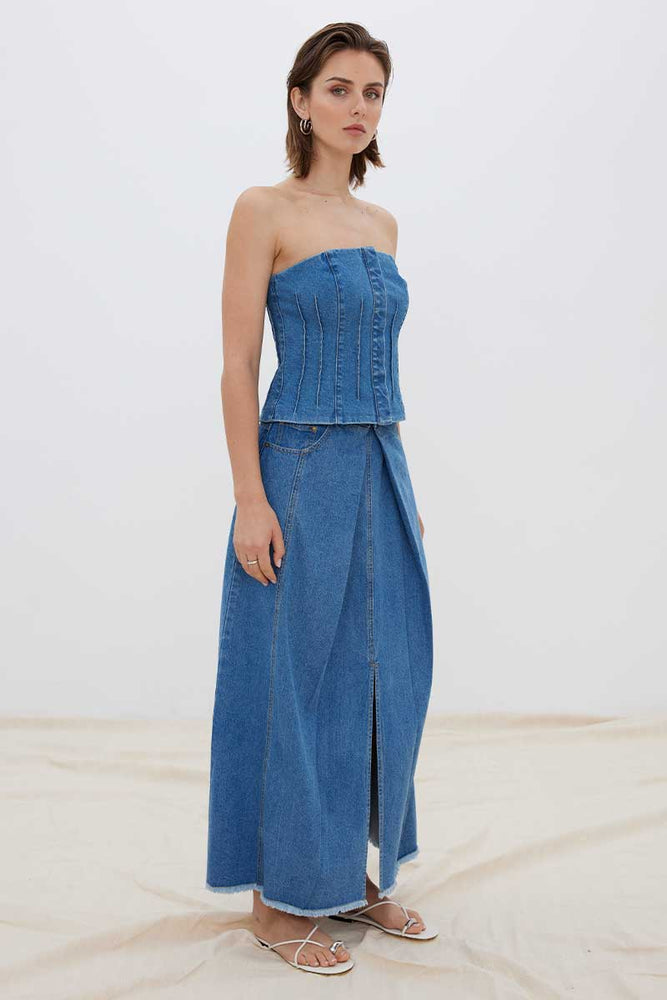 
                      
                        OVERTURN DENIM BUSTIER - INDIGO
                      
                    