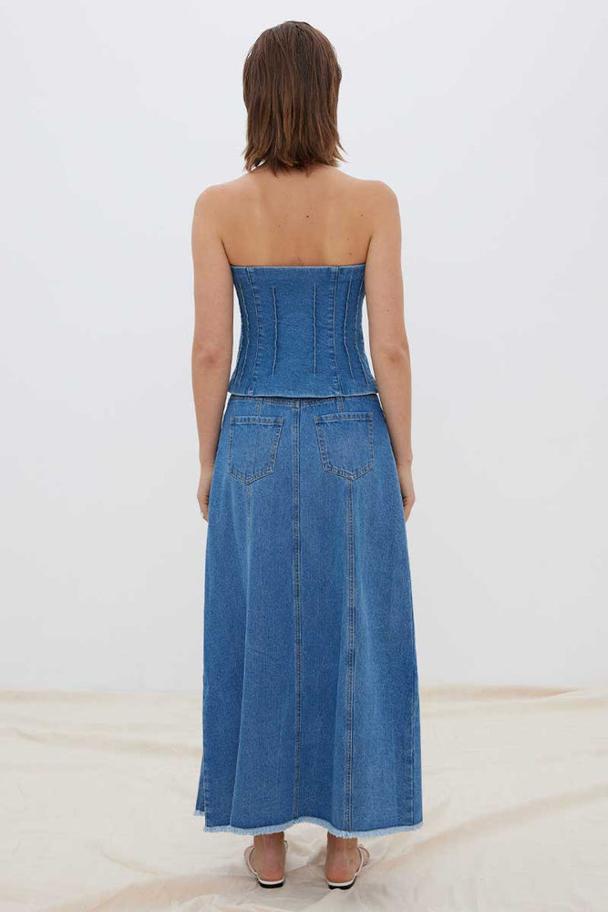 
                      
                        OVERTURN DENIM BUSTIER - INDIGO
                      
                    