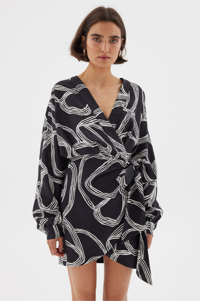 
                      
                        Sovere women's Clothing Sydney Sgraffito wrap Mini Dress Black
                      
                    