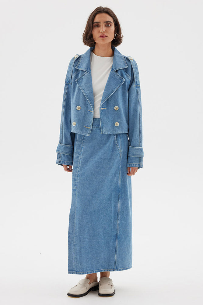 
                      
                        THEORY CROP DENIM TRENCH - BLUE
                      
                    