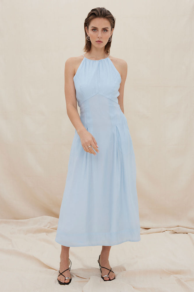 
                      
                        ENIGMA SEMI SHEER DRESS - DAWN BLUE
                      
                    