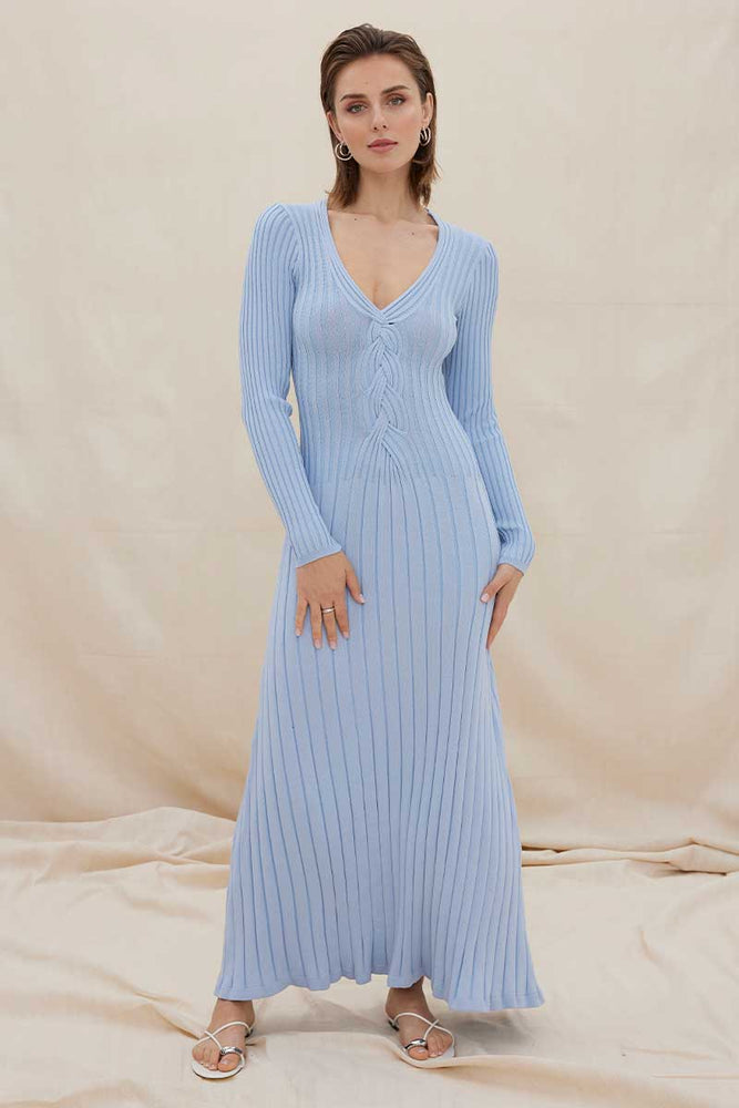 
                      
                        LACED LONG SLEEVE MIDI DRESS - DAWN BLUE
                      
                    