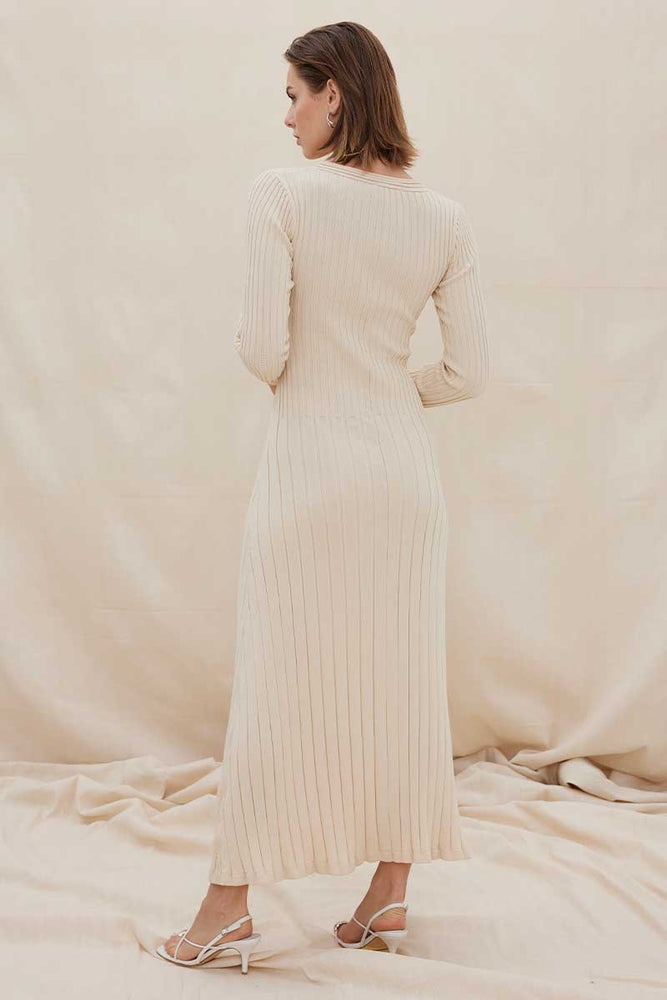 
                      
                        LACED LONG SLEEVE MIDI DRESS - NATURAL
                      
                    