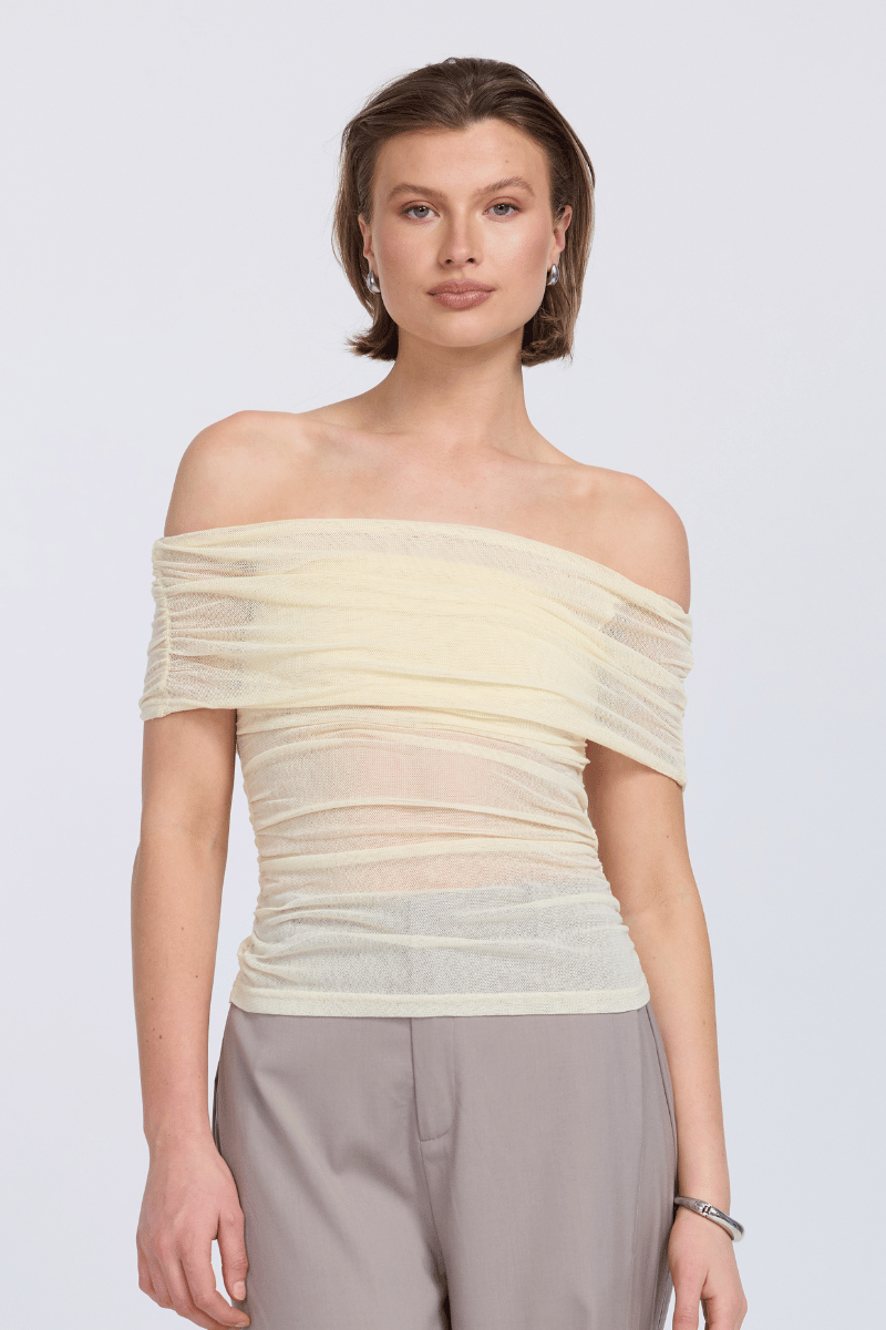 RISE MESH SLEEVELESS TOP - BUTTERMILK