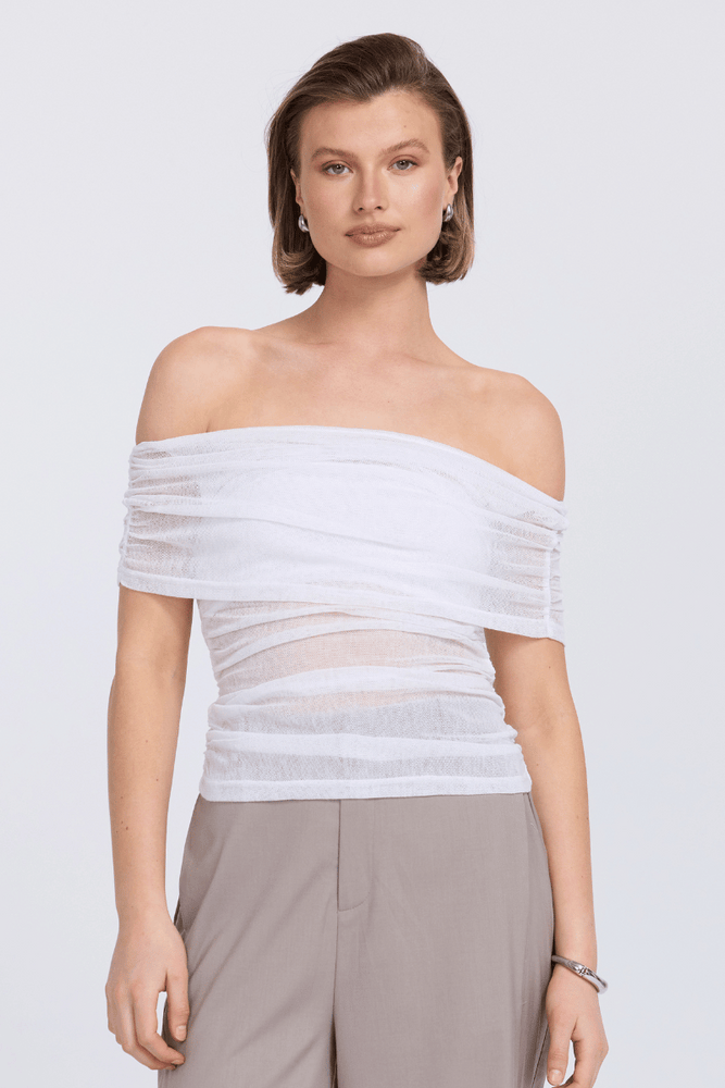 RISE MESH SLEEVELESS TOP - CHALK