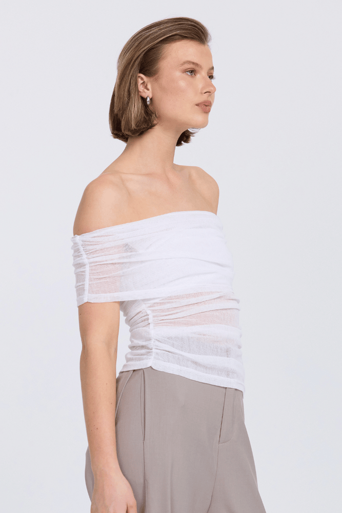 RISE MESH SLEEVELESS TOP - CHALK